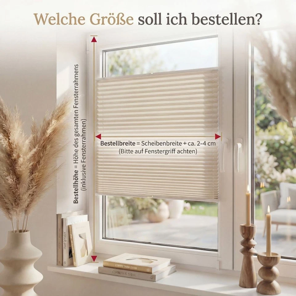 Plissee Rollo Verdunklung ohne Bohren Fenster Tür Klemmfix Faltrollo Faltstore - Bild 2 von 4