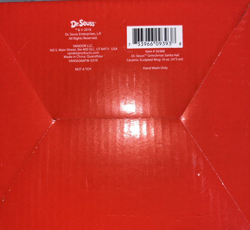 Dr. Seuss Wie der Grinch Weihnachten stahl 13 Unzen Keramik Kaffeebecher/Tasse Neu im Karton - Bild 3 von 3