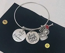 50th Birthday Charm Bracelet 50 & Fabulous Live Laugh Love Silver Tone New