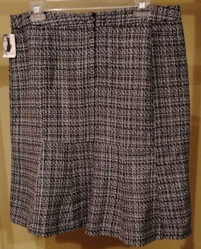 NUEVO CON ETIQUETAS Falda Jaclyn Smith Gris Negro Blanco Tweed Forrada Línea A Talla: 16 Foto 2 de 2