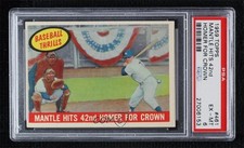 1959 Topps Baseball Thrills Mantle Hits 42nd Homer for Crown Mickey Mantle PSA 6
