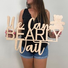 We Can Bearly Wait Wood Sign Backdrop Bear Themed Baby Shower Decorations