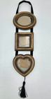 Triple Tier Photo Picture Frames Hanging Wood Gallery Wall Vtg Oval Square Heart