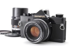 Tested NEAR MINT Olympus OM-1 SLR Film Black 50mm f1.8 135mm f3.5 from JAPAN