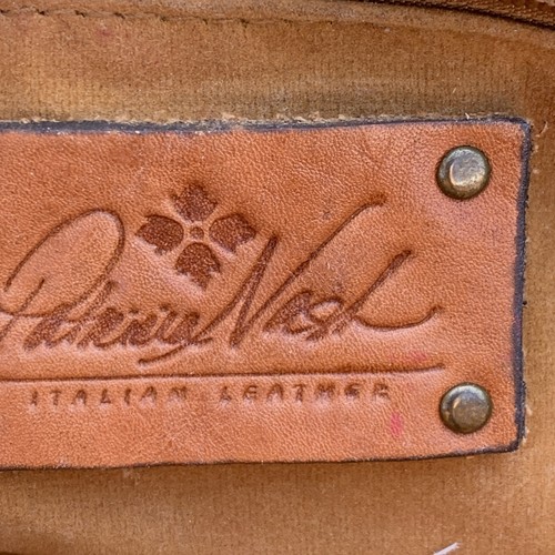 PATRICIA NASH Dyed Floral Italian Leather Metal Clasp Trim Satchel Handbag Purse - Picture 10 of 13