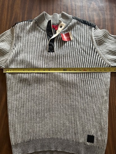 Guess NWT sweater Half Zip Xl Mens Khan Ribbed Salt White $59.99 Tag - Picture 5 of 6