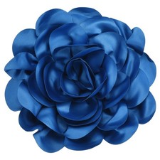 Satin Fabric Rose Flower Brooch, 9.4" Big Rose Flower Brooches, Deep Blue