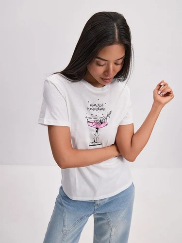 Lightweight Cotton T Shirt with Cartoon Print for Women Casual and Fashion - Picture 12 of 51
