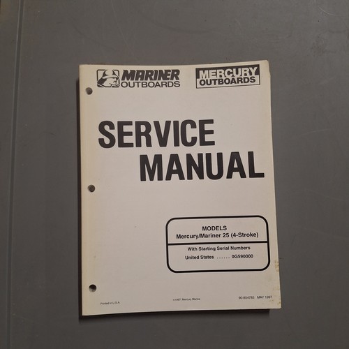 Mercury Mariner Outboard Service Manual Model 25 4-stroke 1997 OEM 90-854785 - Picture 1 of 5