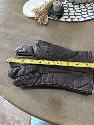 Guantes de conducción de invierno forrados de piel de conejo de cuero negro marrón para hombre talla L lote de 2 - Imagen 9 de 10