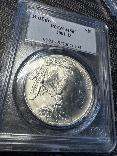 2001 D $1 Silver Buffalo Dollar US $1 PCGS MS69 - Picture 3 of 9