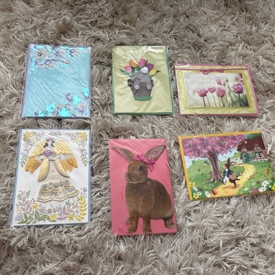 Papyrus Lot Of 6 Beautiful Easter Cards New 3D Bunny Eggs Flowers Embellished