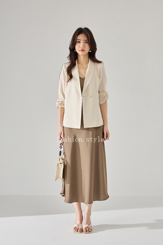 Nuevo Mujeres Un Botón Calce Ajustado Ligero Protector Solar Chaqueta Informal Traje Corto Top - Imagen 13 de 28