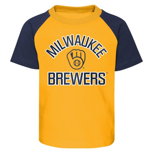 Toddler Gold/Heather Gray Milwaukee Brewers Two-Piece Groundout Baller Raglan - Bild 2 von 3
