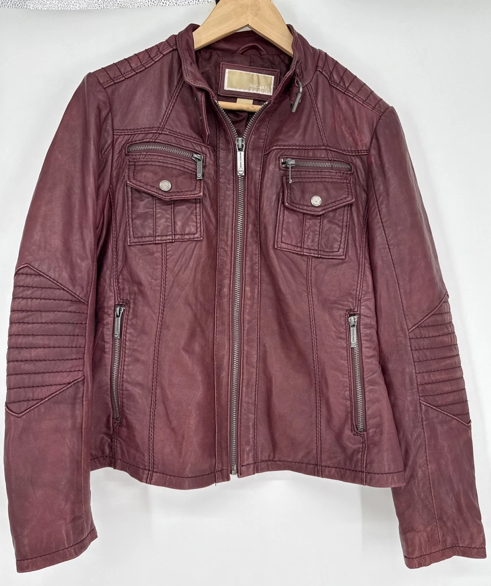 Michael Kors Leather Outer Shell Red Coats, Jackets & Vests for