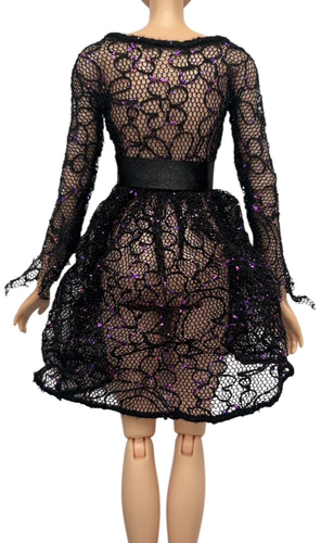 Muñeca Barbie Halloween Dije Negro Púrpura Brillante Encaje Top Solo Bruja 2006 - Imagen 3 de 3