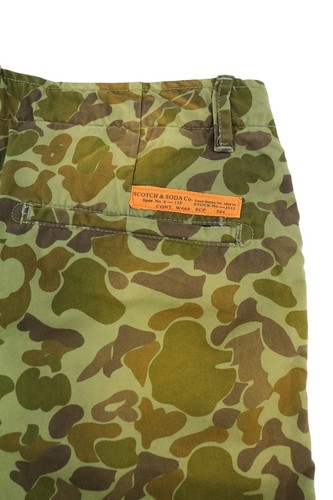 SCOTCH & SODA Men Shorts W32 Chino Washed Green Patterned Zip Fly Logo Casual - Picture 5 of 10