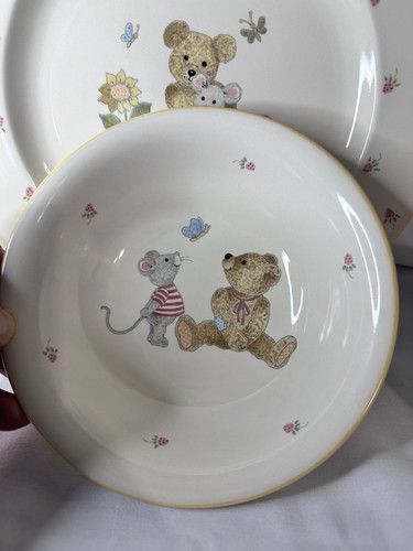 Vintage Mikasa TEDDY 3 Pc Children's Porcelain Dinnerware Set Plate Bowl Mug - Picture 10 of 13