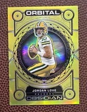 2023 Panini Obsidian Orbital Electric Etch Gold SSP /10 #8 Jordan Love Packers