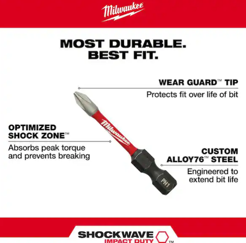Milwaukee 48-32-4606 SHOCKWAVE 2" Square #2 Impact Screwdriver Bit (15pcs) - Picture 5 of 7