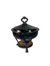 F.B. Rogers Silverplate Chafing Dish Stand w Lid Vintage Buffet Server Frame