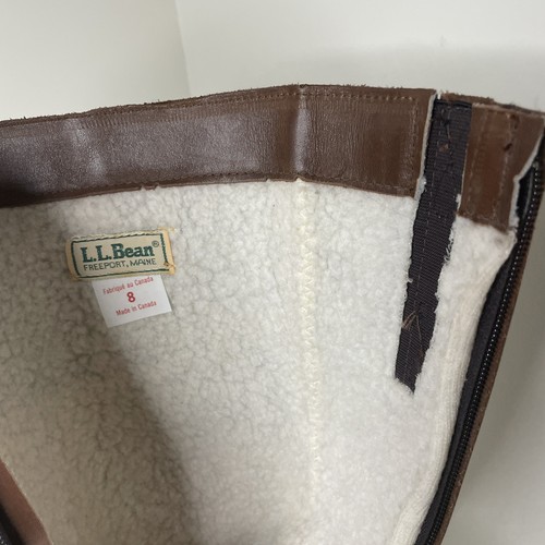 Vintage LL BEAN halbhohe Stiefel blond braun Leder Lammfell gefüttert Gr. 8 Canada Festival - Bild 12 von 17