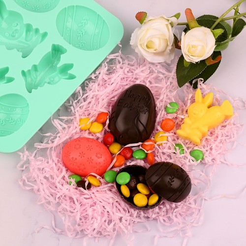 4 Pack Easter Chocolate Molds, Bunny Half Egg Shaped Non-stick Silicone Molds... - Picture 2 of 6