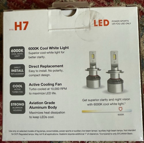 Sylvania 6000 K cool white LED light- H7 , headlight, fog light, car auto parts - Picture 3 of 4