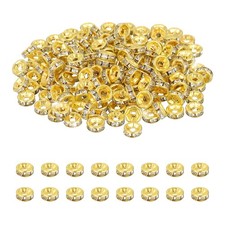6mm Rondelle Spacer Bead, 200 Pcs Rhinestone Loose Bead, Gold/Silver