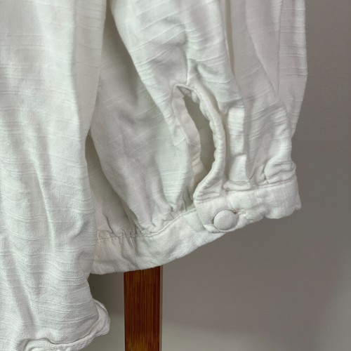 LC Lauren Conrad Blouse Top Womens 0X White Button Front Ruffle Trim Long Sleeve - Picture 8 of 13