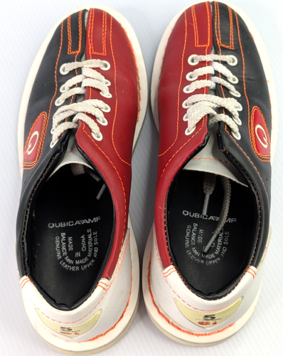 Qubica AMF Men’s Bowling Shoes Mens 5 / Women's 6.5 - Black Red White Leather - Picture 7 of 8