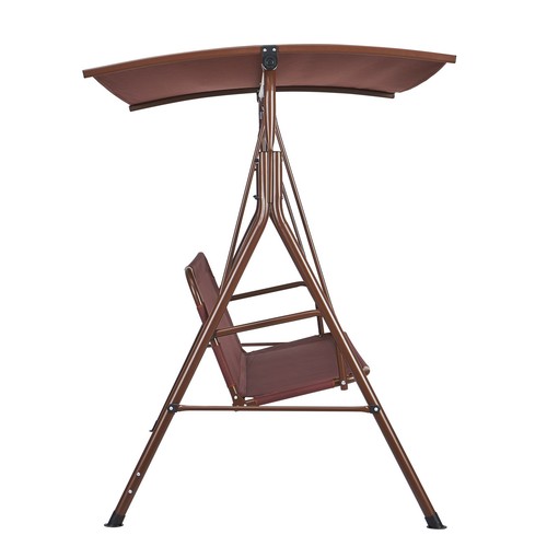 3-Person Patio Swing Chair Patio Swing with Adjustable Canopy Brown - Picture 10 of 12