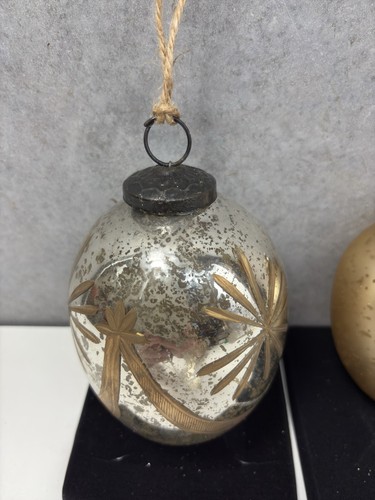 Quecksilber Glas Starburst & Strass Fleur-de-Lis Ornamente - 2er Set - Bild 2 von 6