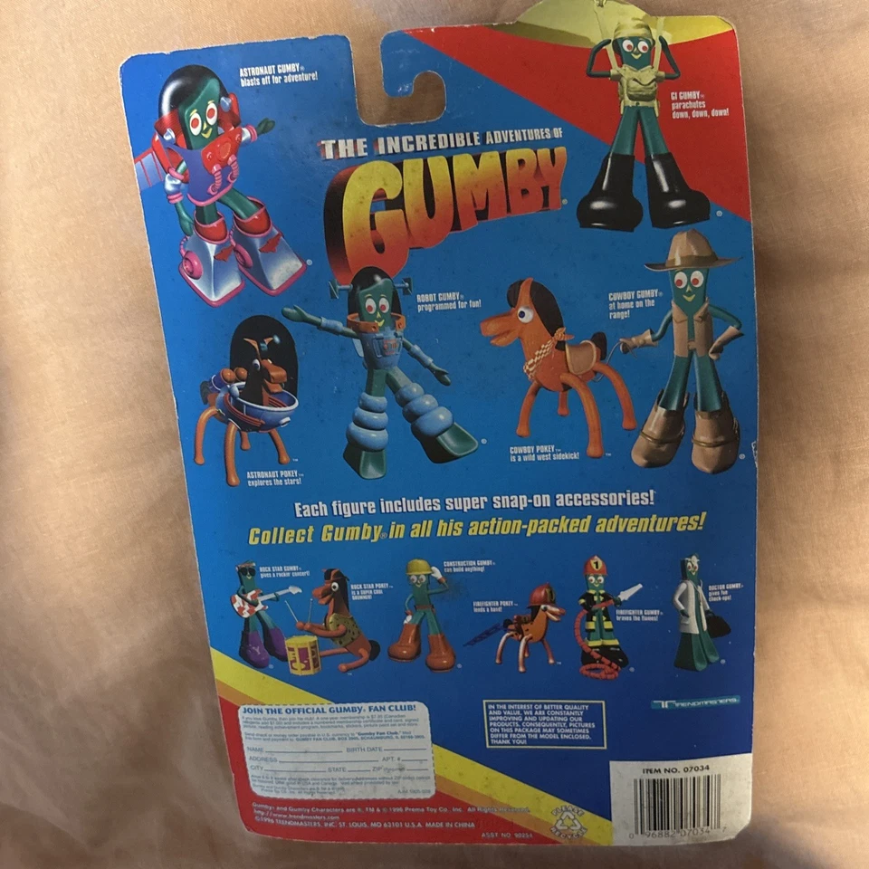 Incredible Adventures of Gumby Space Gumby 1996 figura en tarjeta nueva en caja Foto 2 de 4