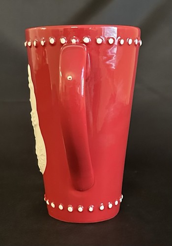 Hallmark Red and White Embossed Snowman Coffee Mug Tall White Interior 6” X 3.5” - Picture 2 of 8