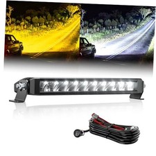 White Amber LED Light Bar Single Row 150W Super Bright Dual Color Slim 12 Inch