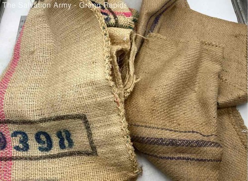 Vintage braun Jute rechteckig wiederverwendbar Sackleinen Getreidesack Menge 2