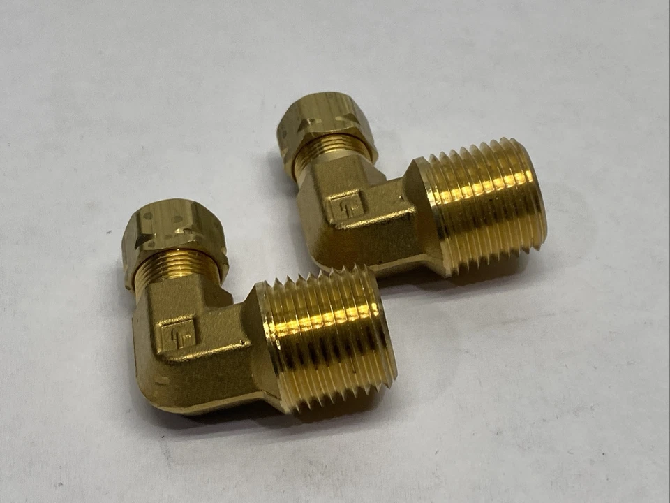 Parker 169CA-6-8 Brass Compression Elbow Fitting 3/8" Tube OD 1/2" NPT LOT OF 2 - Image 2 of 4