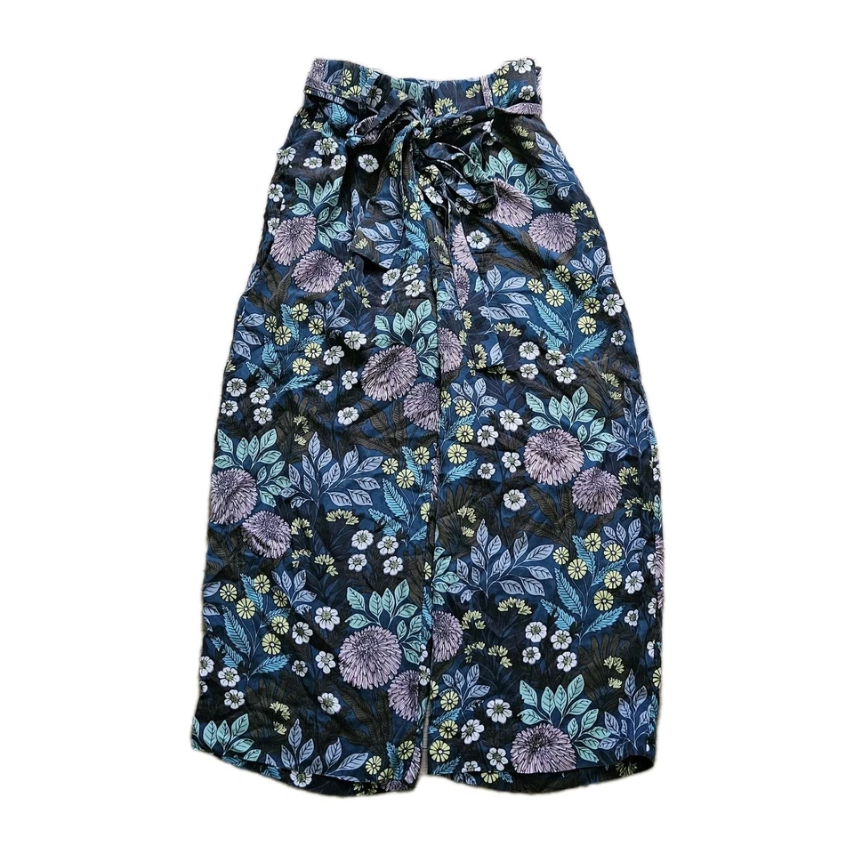 Pantalones Cortos J.Crew Abigail Borg Seda Pierna Ancha Pradera Azul Medianoche Talla 4 Foto 2 de 4