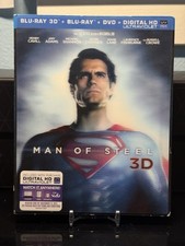 Man of Steel (Blu-ray 3D, Blu-Ray, DVD, 2013) with Slipcover