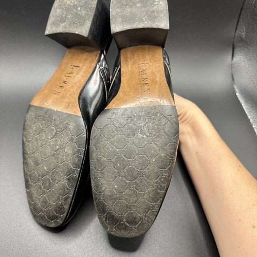 Scarpe mules Lauren Ralph Lauren rosmarino pelle slides tacco basso TG 9 B - Foto 5 di 6