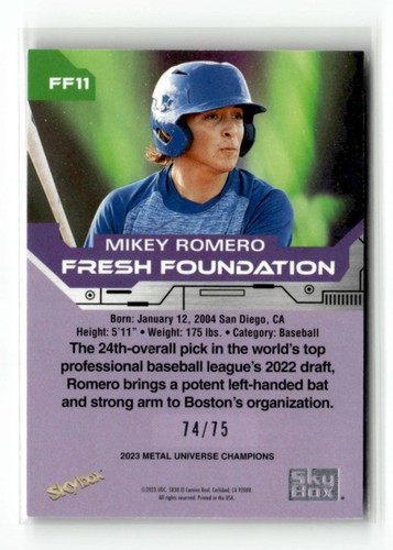 Mikey Romero 2023 Skybox Metal Universe Fresh Foundation RC Pink FX 74/75 [yyh9 - Bild 2 von 2