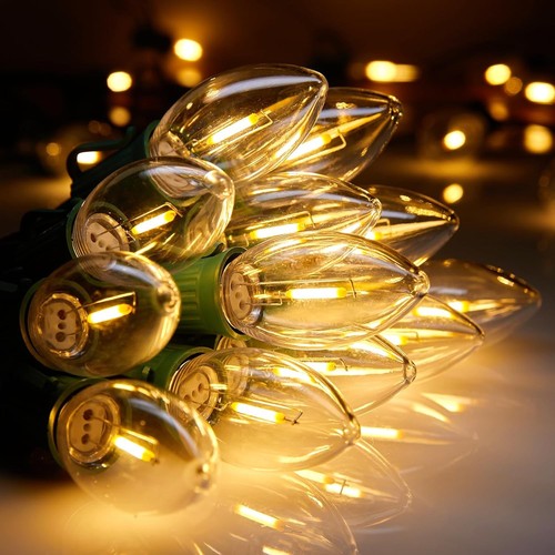 Vintage C9 Christmas Lights Outdoor, 50 Feet 50 LED 50FT, Warm White
