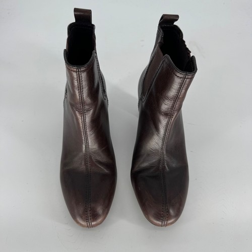 Tory Burch Brown Leather Block Heel April Chelsea Ankle Boots Women's Size 6M - Picture 7 of 11