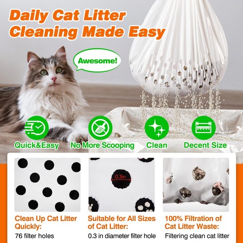 Sifting Litter Box Liners 14 Count,Drawstring Jumbo Cat Litter Bags Fits All ... - Picture 3 of 6