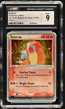 CGC 9 MINT Entei ex 2004 EX Team Magma Vs Aqua 91/95 Holo SWIRL Pokemon Card