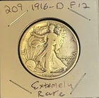 1916-D F (FINE) WALKING LIBERTY HALF DOLLAR