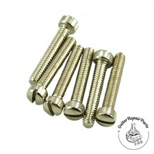 Humbucker Pickup Pole Piece Screws, 5-40 Slotted Fillister Head 6 pcs - Nickel