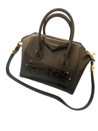 Borsa a tracolla Givenchy piccola Antigona Croc goffrata 2 vie coccodrillo nera - Foto 3 di 4