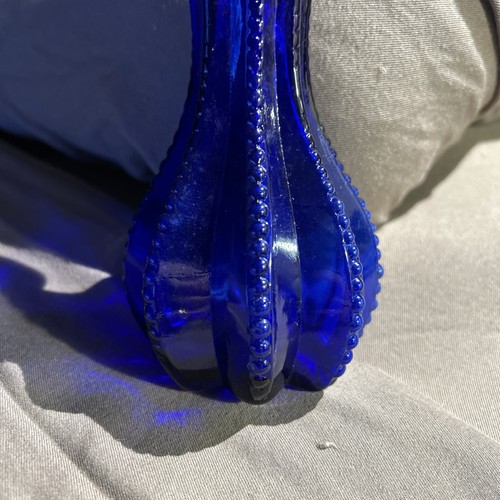 Vaso vintage anni '40 Indiana Glass Co. blu cobalto stelle marine alto 5" - Foto 2 di 24